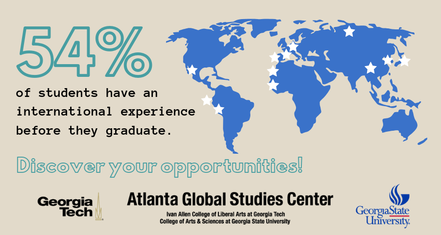 54% of students have an international experience before they graduate.  Discover your opportunities!